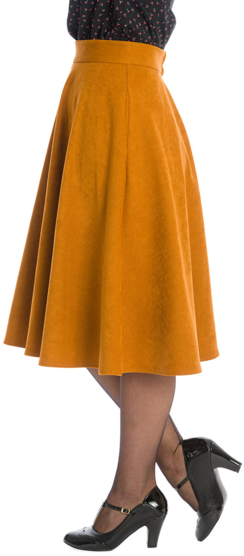Banned_IM_YOURS_High_Waist_BASIC_50s_A-Linie_SWING_SKIRT_Rock_Braun_-_Plus_Size_killer_kirsche_4