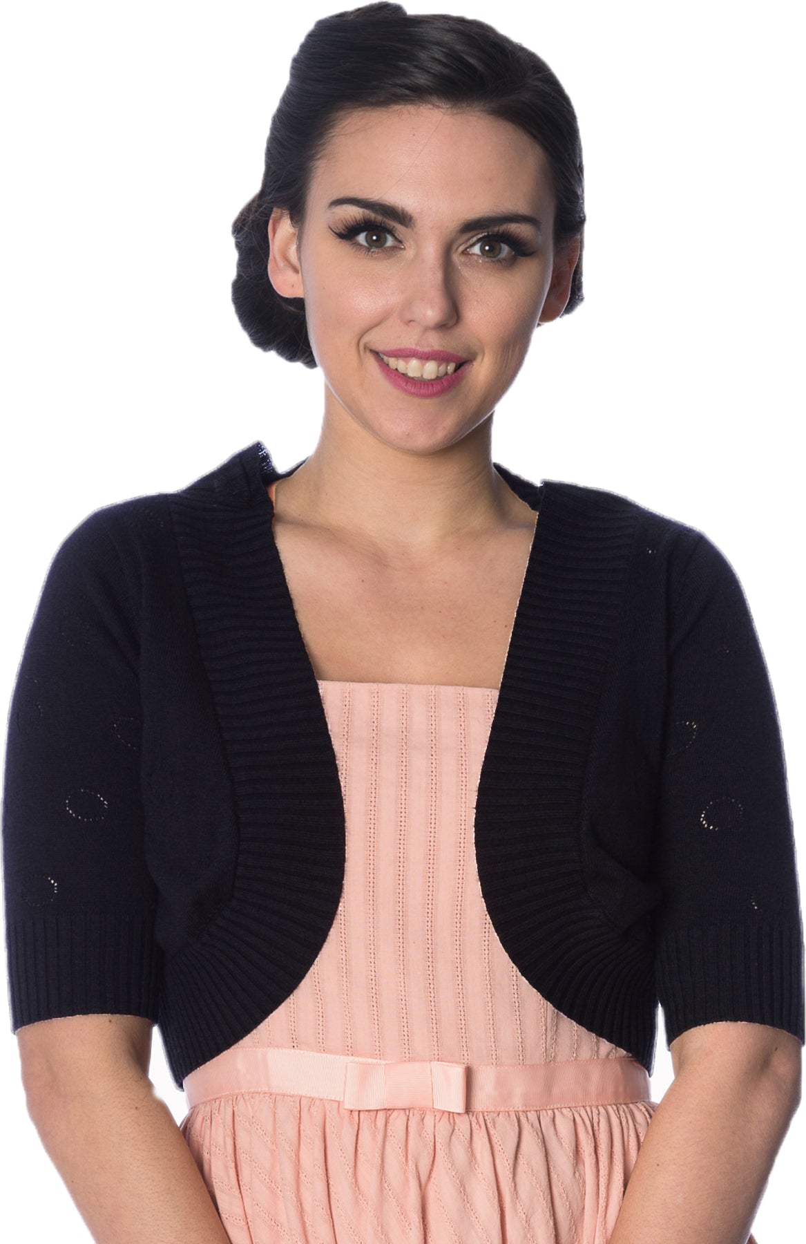 Banned_IN_A_CIRCLE_Kurzarm_LOCHMUSTER_Strickjacke_BOLERO_Plus_Size_Schwarz_Killer_Kirsche-1