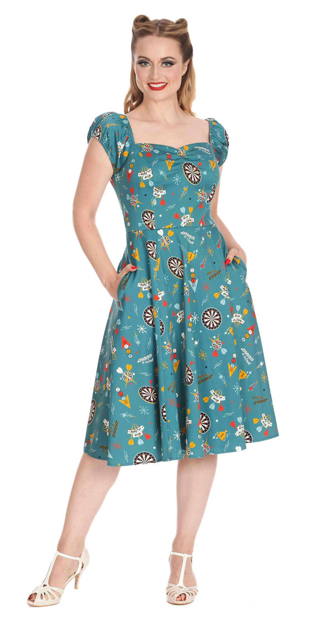 Banned_KEEP_EM_FLYING_Vintage_ATOMIC_Dart__Kurzarm_50s_SWING_DRESS_Kleid_Teal-1