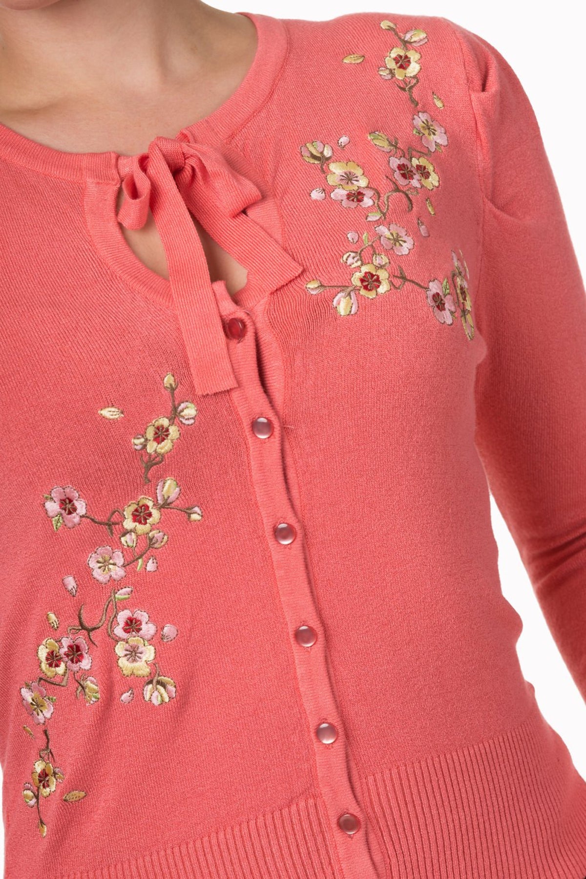Banned_LAST_DANCE_Cherry_Blossom_Vintage_Floral_50s_Langarm_CARDIGAN_Strickjacke_Koralle-3