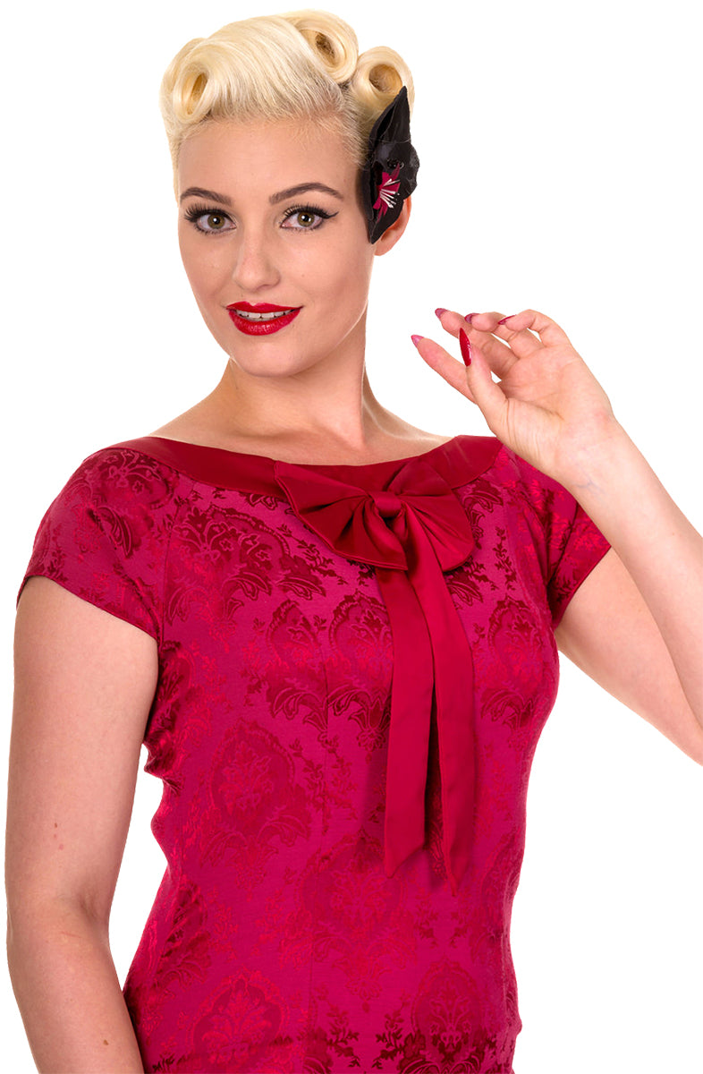 Banned_LIMITLESS_Vintage_BROCADE_Schleifen_PENCIL_DRESS_Kleid_Bordeaux-3