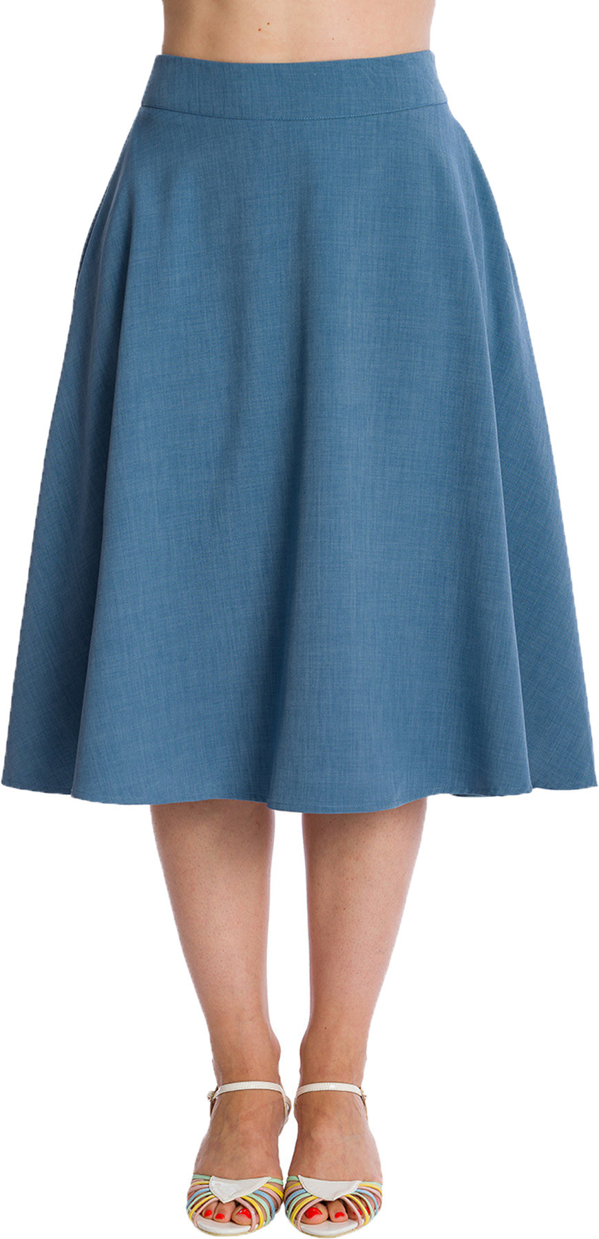 Banned_MY_SUMMER_STAPLE_High_Waist_BASIC_50s_A-Linie_SWING_SKIRT_Rock_Blau_Killer_Kirsche-1