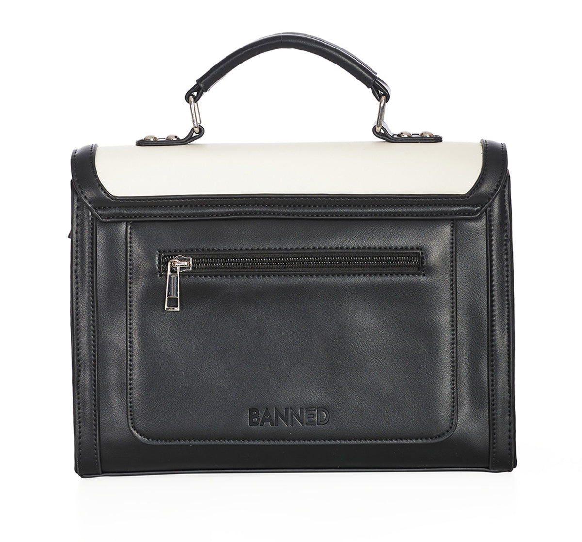 Banned_NEVERMORE_SATCHEL_2-Tone_Skull_HENKELTASCHE_Messenger_Bag__Schwarz-4