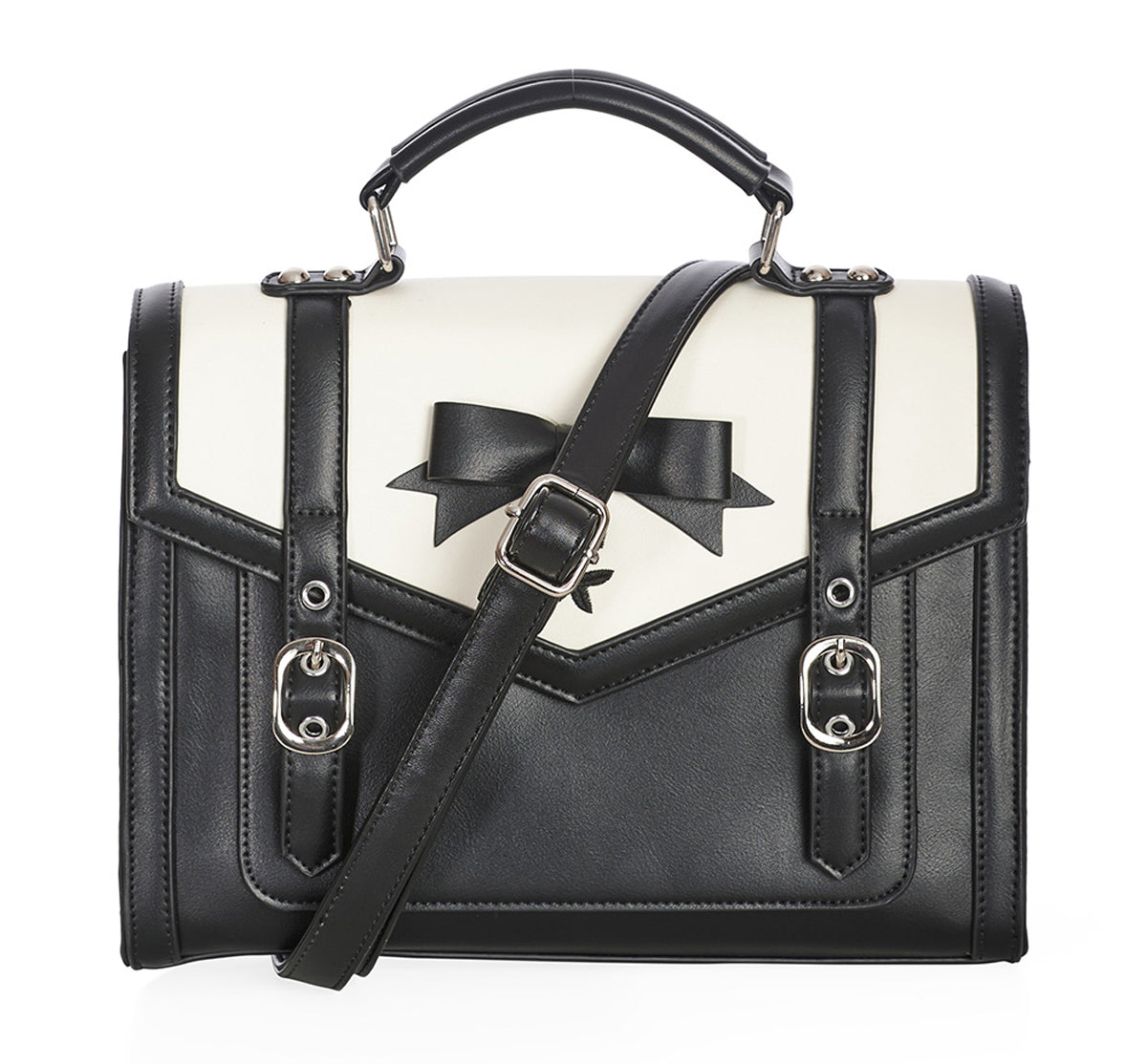 Banned_NEVERMORE_SATCHEL_2-Tone_Skull_HENKELTASCHE_Messenger_Bag__Schwarz-5