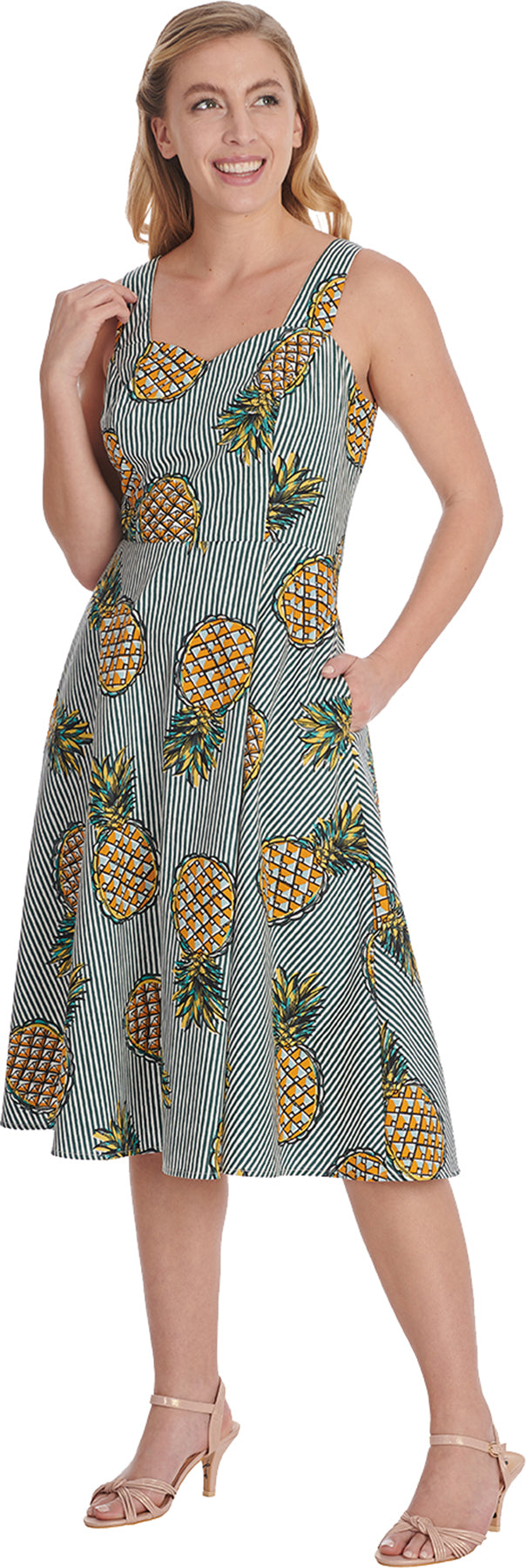 Banned_PINEAPPLE_AND_STRIPES_Vintage_TIKI_Ananas_Steifen_TRaeGER_50s_SWING_DRESS_Kleid_killer_kirsche_3