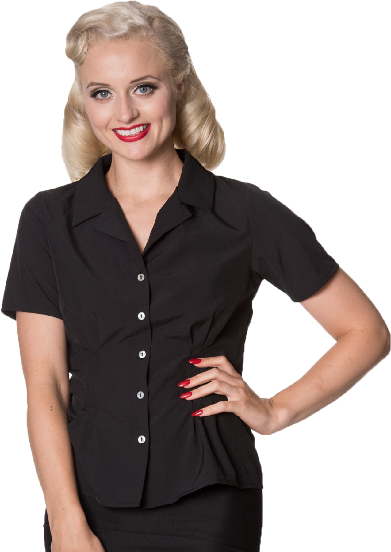 Banned_PLAIN_Vintage_V-NECK_COLLAR_Kurzarm_Oberteil_BLUSE_Plus_Size_Schwarz_Killer_Kirsche-1TYPkCax6xXMRu