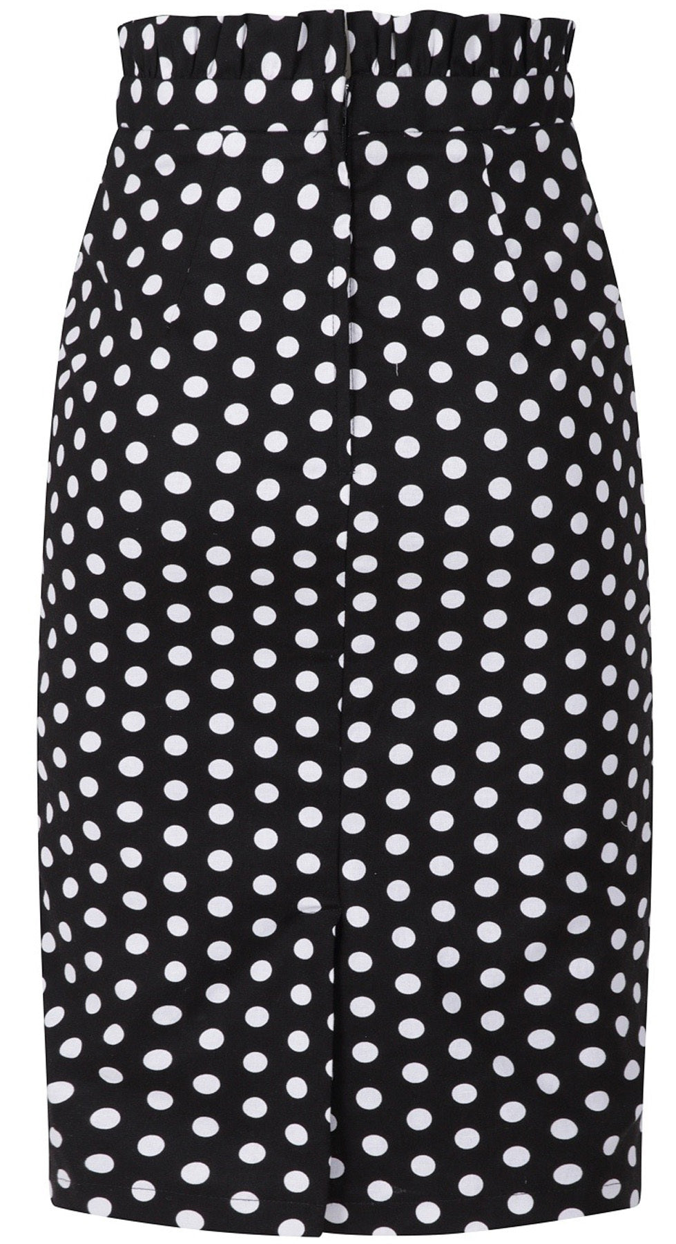 Banned_POLKA_FRILL_Punkte_Dots_RUFFLE_High_Waist_PENCIL_SKIRT_Bleistiftrock_Schwarz_killer_kirsche_2