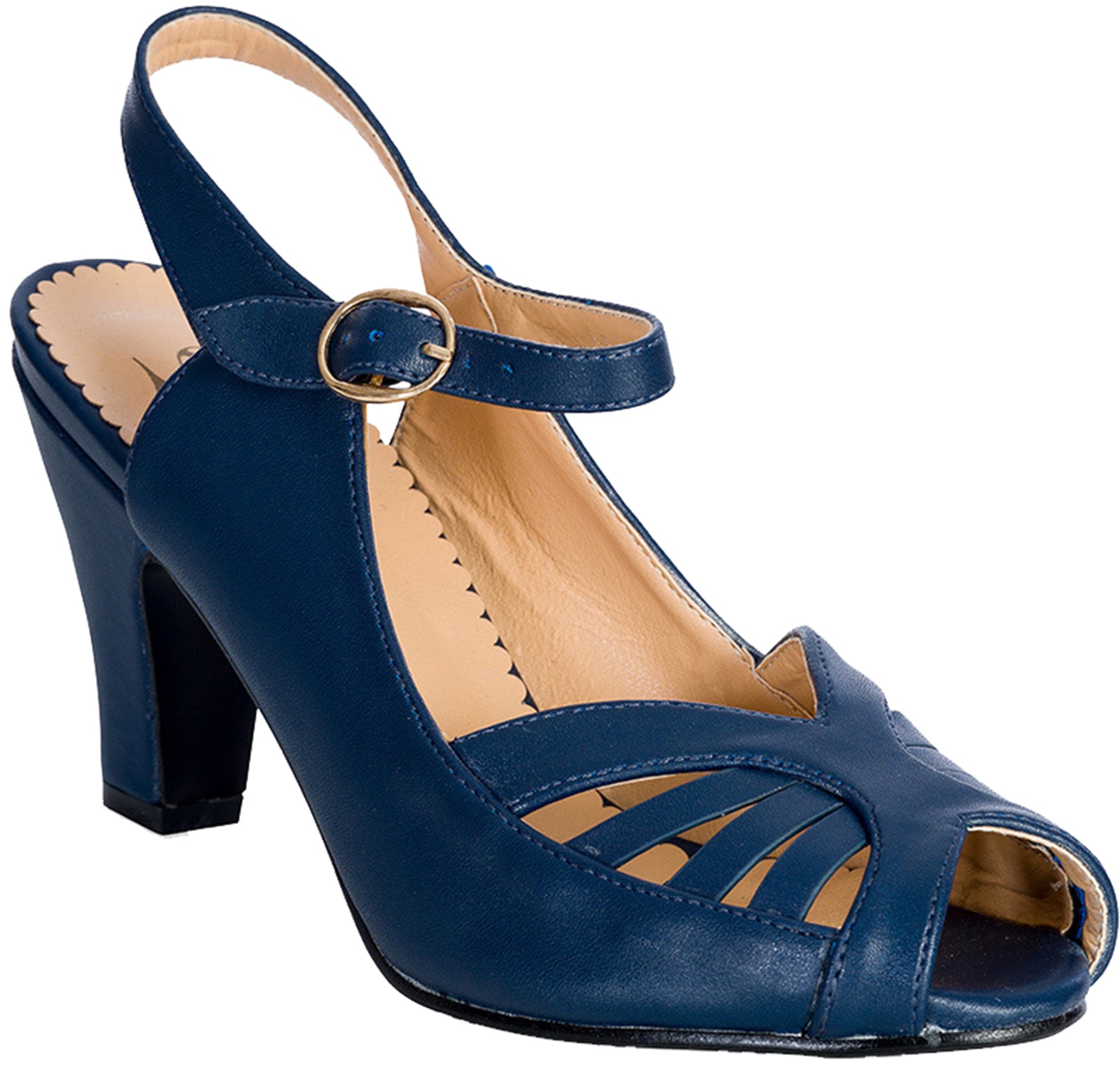 Banned_REGATTA_KELLY_LEE__Riemchen_PEEPTOE_Pumps_High_Heels_-_Blau_killer_kirsche_1