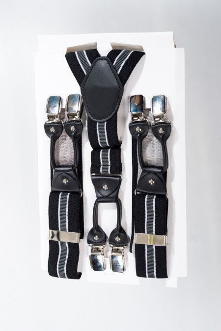 Banned_ROCKABILLY_BRACES_Y-Form_Streifen_Striped_verstellbare_HOSENTRaeGER_Suspenders__Schwarz-Grau