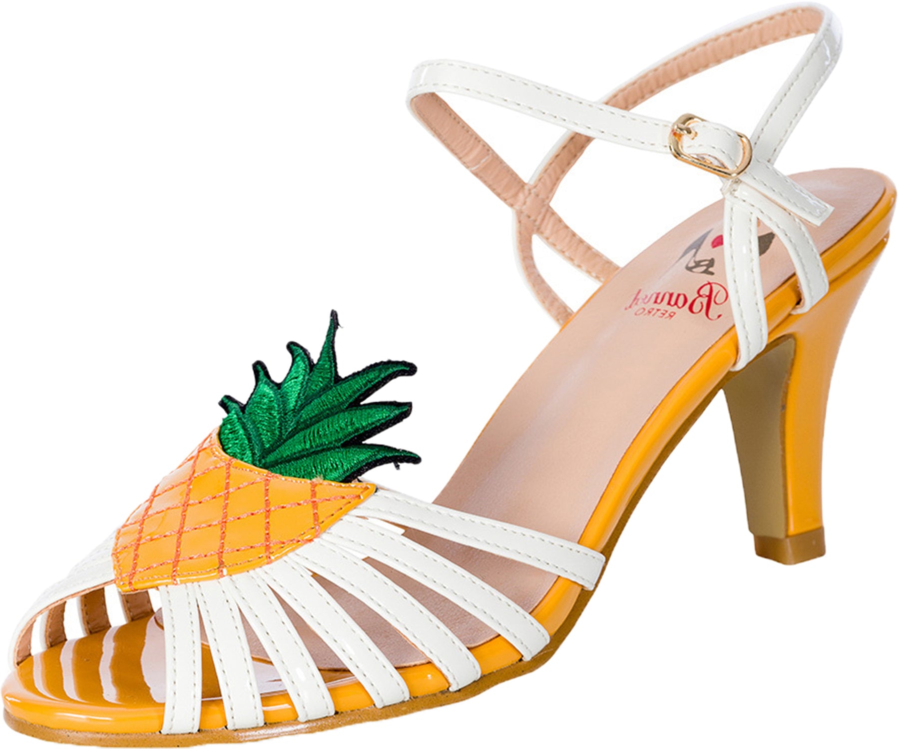 Banned_Royal_Monk_TROPICAL_APRIL_Ananas_Riemchen_SANDALETTE_50s_Pumps_Weiss_Killer_Kirsche-1