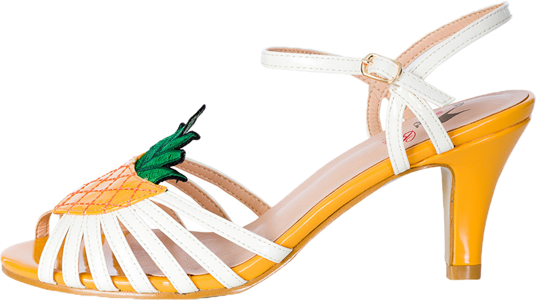 Banned_Royal_Monk_TROPICAL_APRIL_Ananas_Riemchen_SANDALETTE_50s_Pumps_Weiss_Killer_Kirsche-2