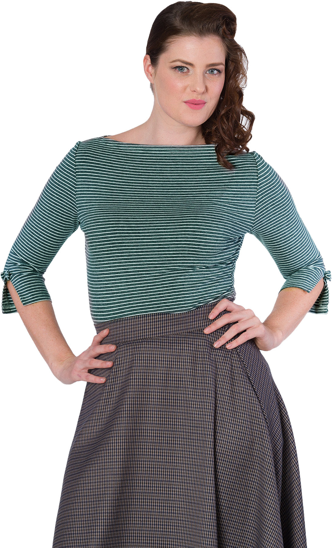 Banned_SIMPLY_STRIPE_Vintage_STREIFEN_U-Boot-Ausschnitt_SHIRT_Oberteil_Gruen_Killer_Kirsche-1