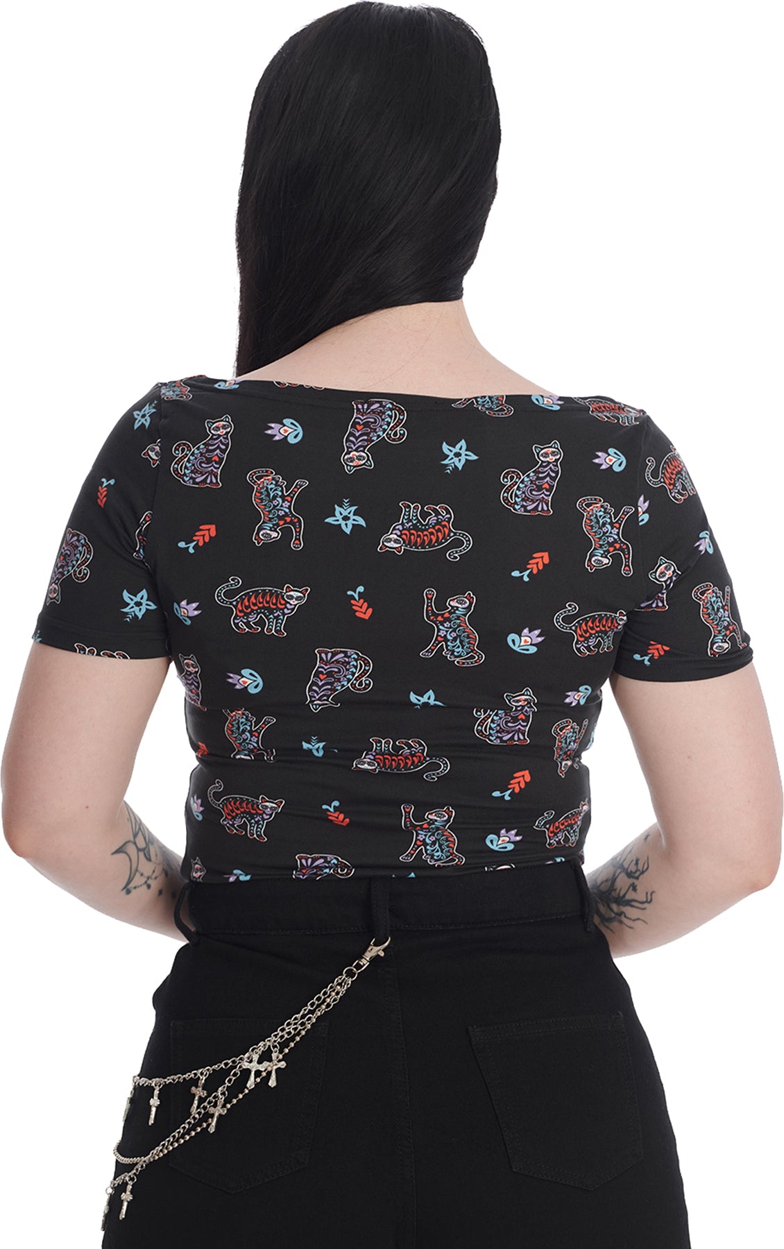 Banned_SKELETON_CAT_Creepy_KATZEN_Tattoo_Kurzarm_Top_T-SHIRT_Oberteil_killer_kirsche_3aOGvNtuY7aYmW
