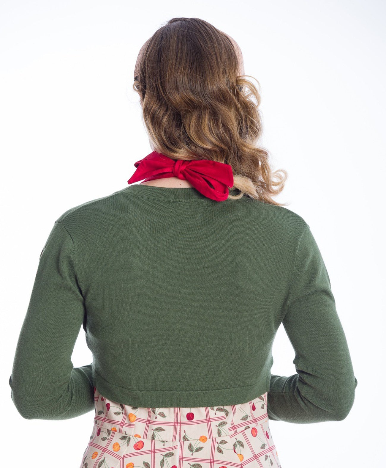 Banned_SUMMER_BERRY_CHERRY_Kirschen_Langarm_BOLERO_Strickjacke_-_Dunkles_Salbeigruen-3