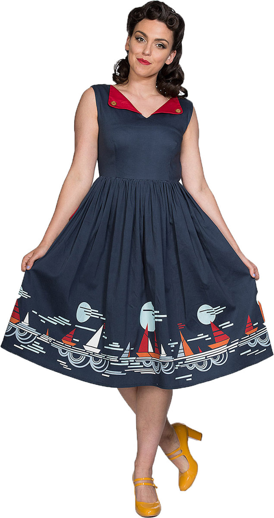 Banned_SUMMER_SAIL_Sailor_Schiffe_V-NECK_Traeger_SWING_DRESS_Kleid_killer_kirsche4VbWHIrZYgMc5