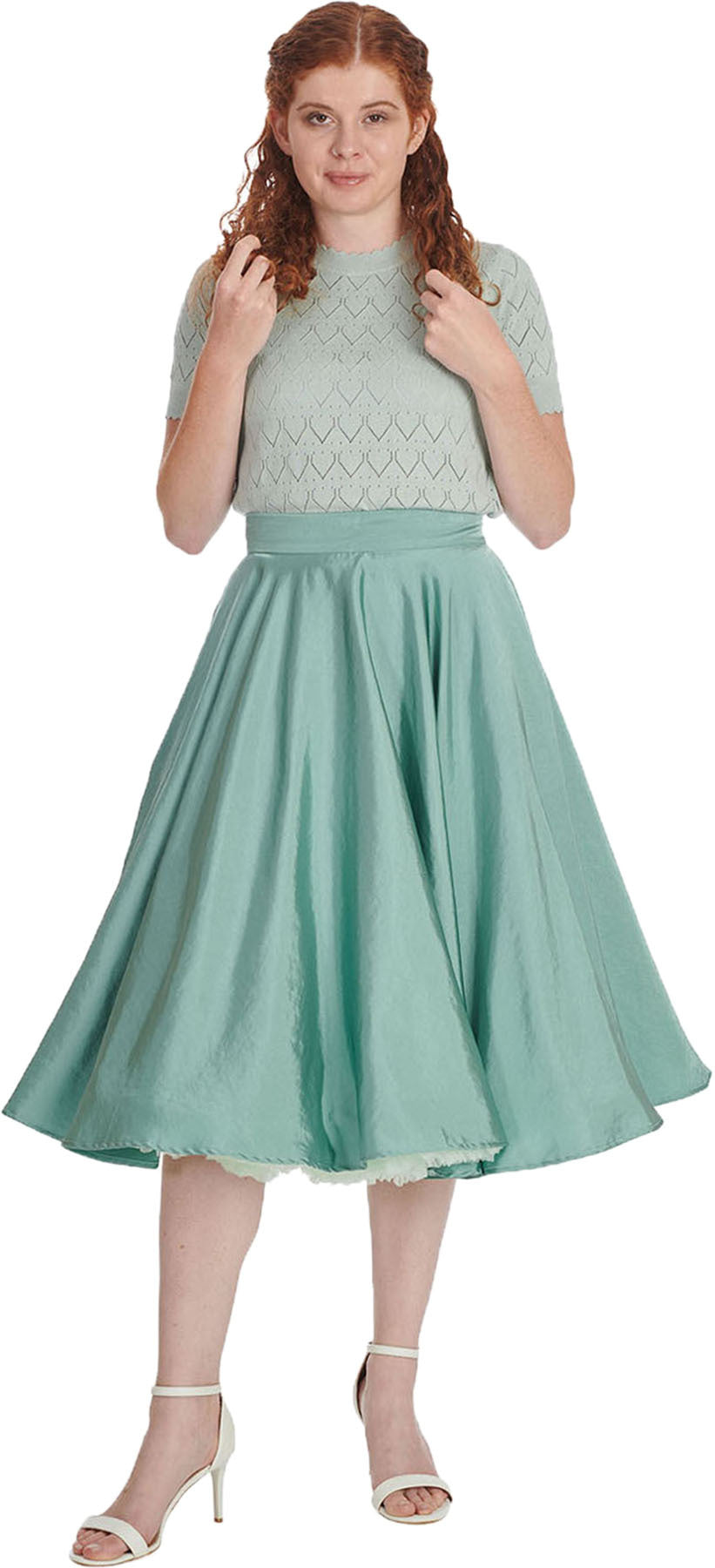 Banned_SUMMER_SILKY_Vintage_HIGH_WAIST_Satin_SWING_SKIRT_Tellerrock_-_Mint_Killer_Kirsche-2
