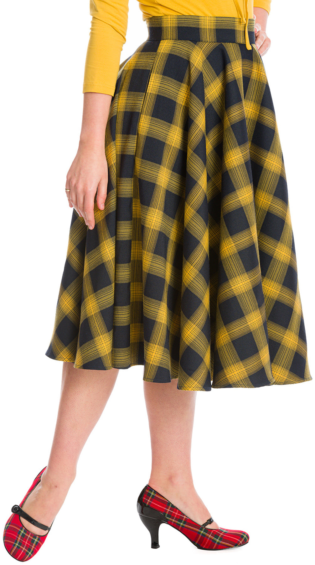 Banned_SWEET_CHECK_Vintage_KARO_Tartan_Tellerrock_SWING_SKIRT_Gelb-Navy_PLUS_SIZE_killer_kirsche_4