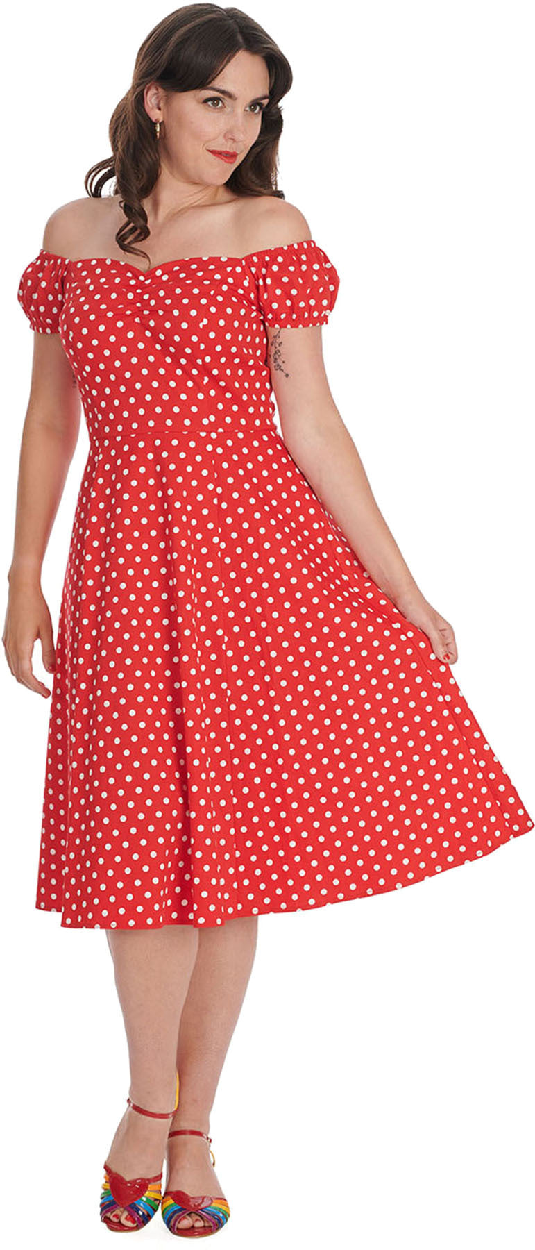 Banned_SWEET_SPOT_Punkte_Polka_DOT_Kurzarm_50s_SWING_DRESS_Kleid_-_Rot_killer_kirsche_1YdxR86CufBNYP