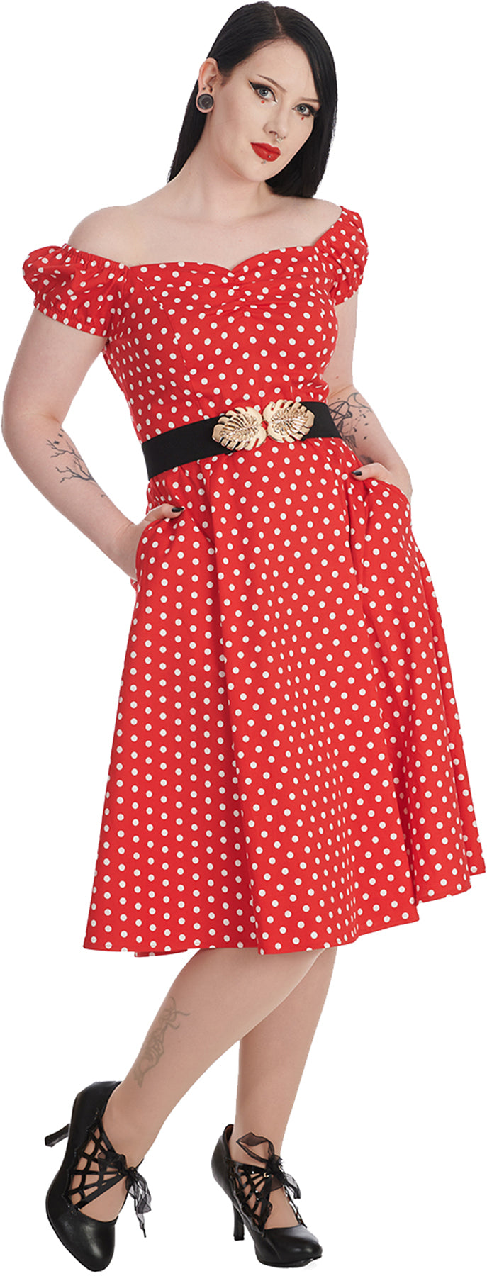 Banned_SWEET_SPOT_Punkte_Polka_DOT_Kurzarm_50s_SWING_DRESS_Kleid_-_Rot_killer_kirsche_2qoDMFZjmb9bSz