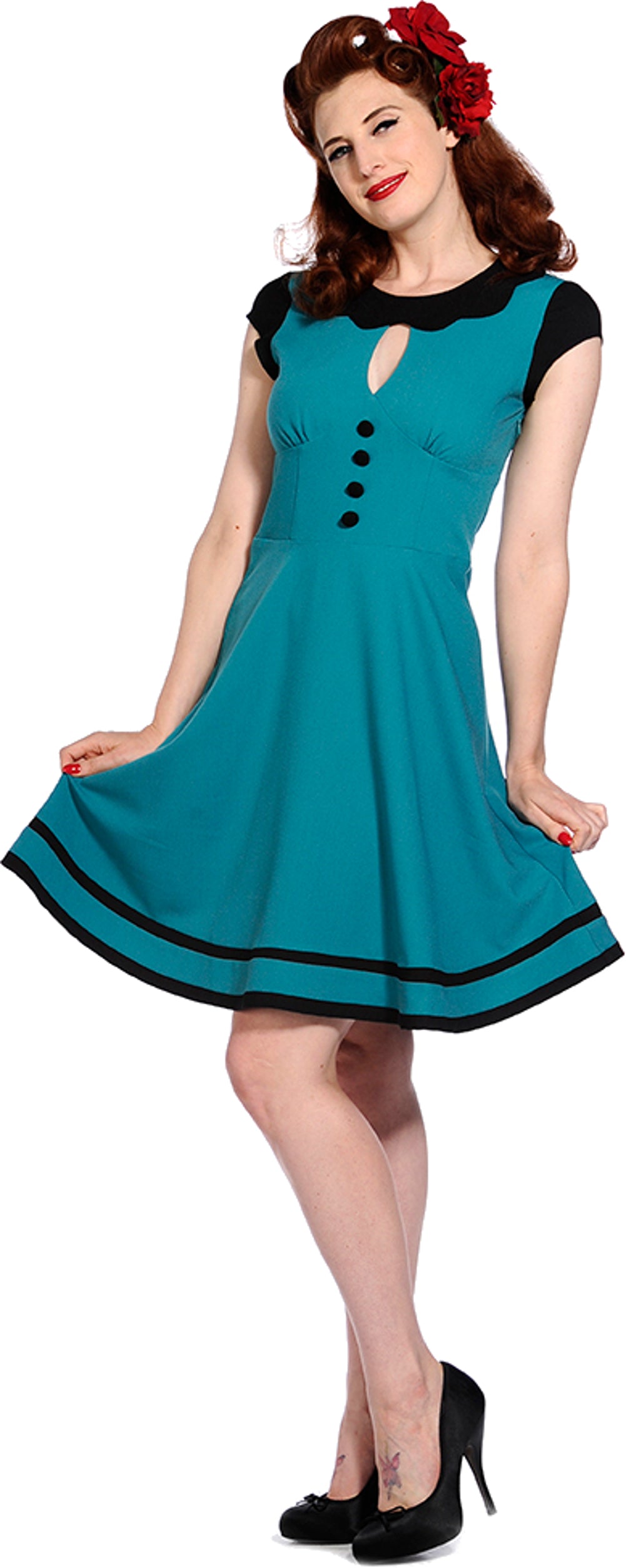 Banned_VINTAGE_2-Tone_PEEPHOLE_50s_Dress_KLEID_-_Tuerkis