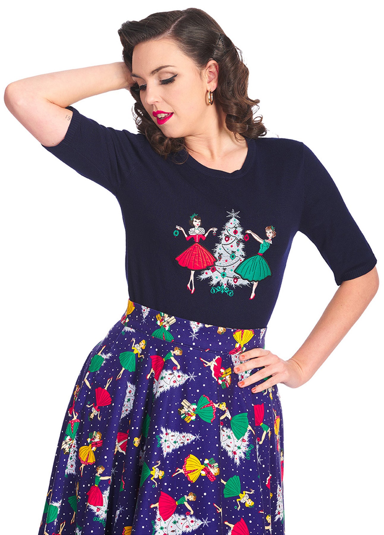 Banned_VINTAGE_CHRISTMAS_HOLIDAY_Weihnachtsbaum_dreiviertel_Arm_Rundhals_JUMPER_Pullover_killer_kirsche_30EWc0OnWiLAZm