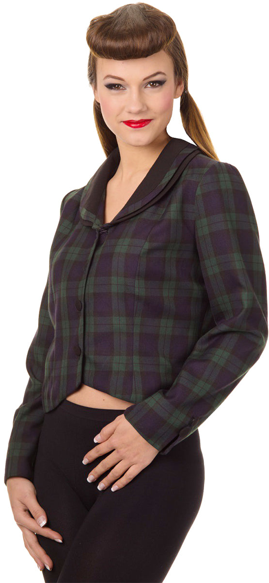 Banned_VINTAGE_TARTATN_Karo_Retro_Langarm_V-Neck_BLAZER_Jacke-2
