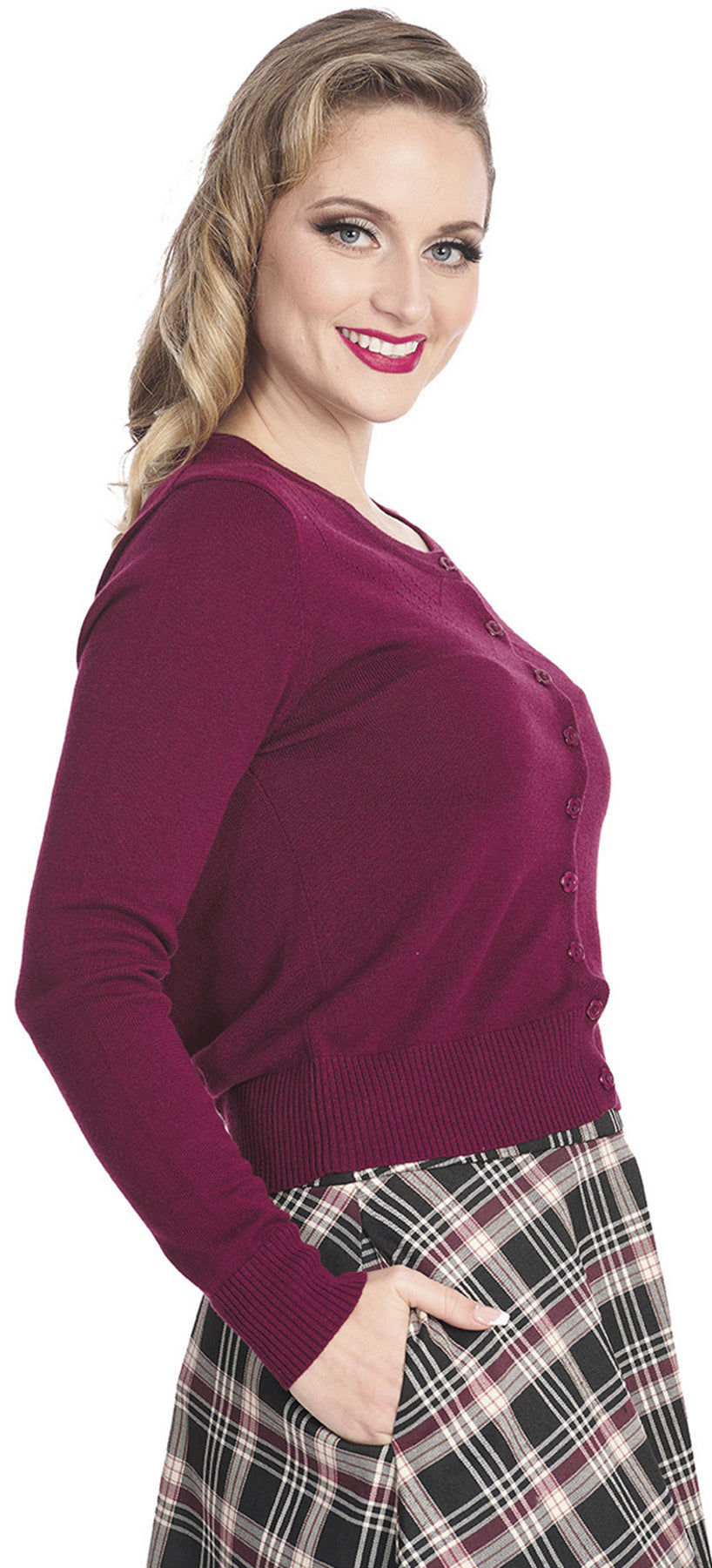 Banned_WINTER_STORM_Y_Vintage_Plain_50s_BASIC_Cardigan_STRICKJACKE_Burgunder_Plus_Size_killer_kirsche_2