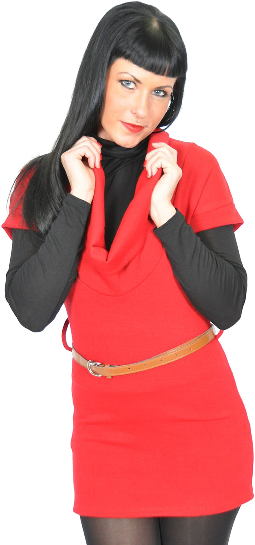 Bloody_Red_TURTLENECK_Longshirt_mit_Guertel_-_2-lagig_killer_kirsche