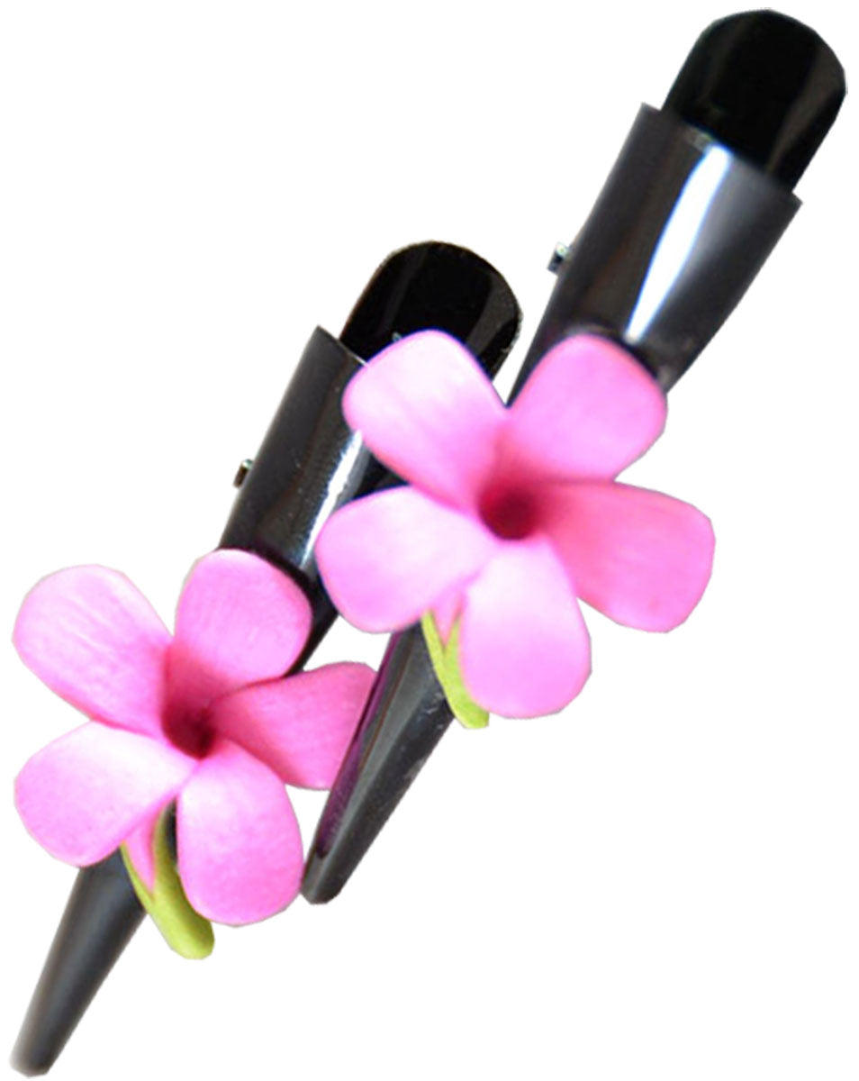 Blumen_FLOWER_Haarspange_HAARCLIP_1_Paar_pink_schwarz