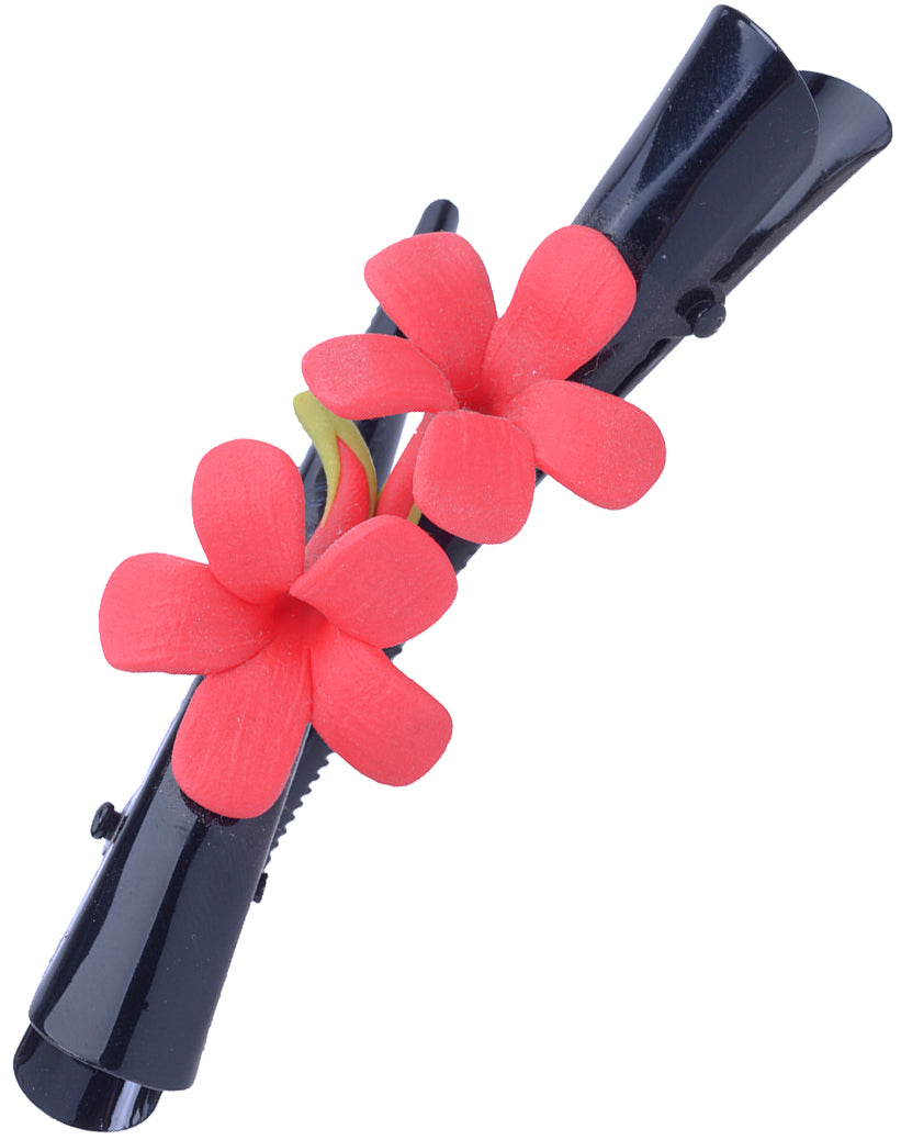 Blumen_FLOWER_Haarspange_HAARCLIP_1_Paar_schwarz_rot