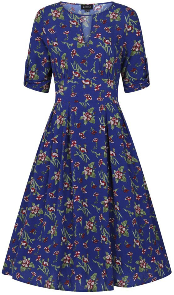 Bright_and_Beautiful_CLEMENTINE_Vintage_FLORAL_Blumen_Swing_Dress_KLEID-2