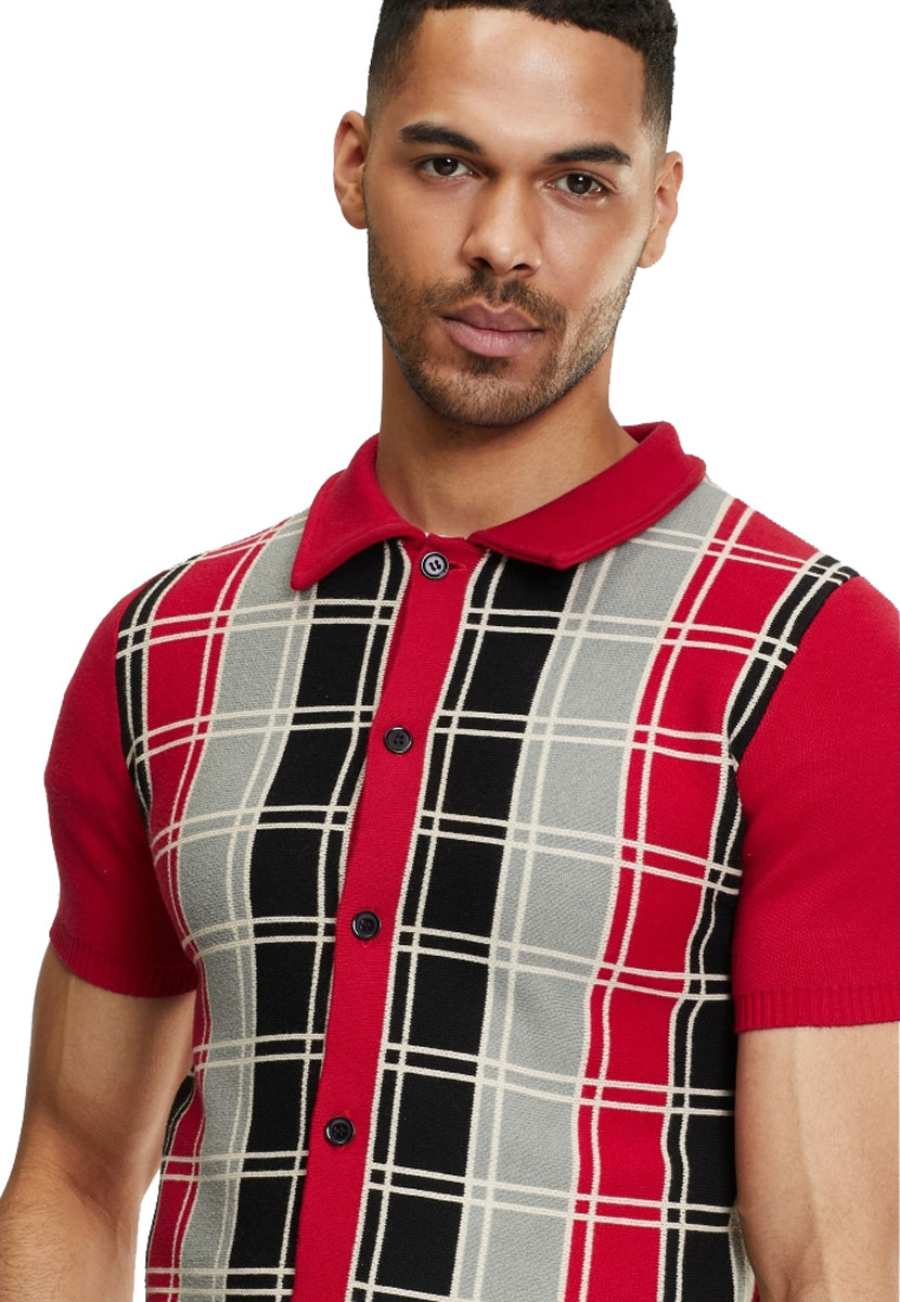 COLLECTIF_MENSWEAR_LUCA_CHECK_SHORT_SLEEVE_Kurzarm_HERREN_Strickjacke_CARDIGAN_killer_kirsche_5UCAYCWKat0Azx