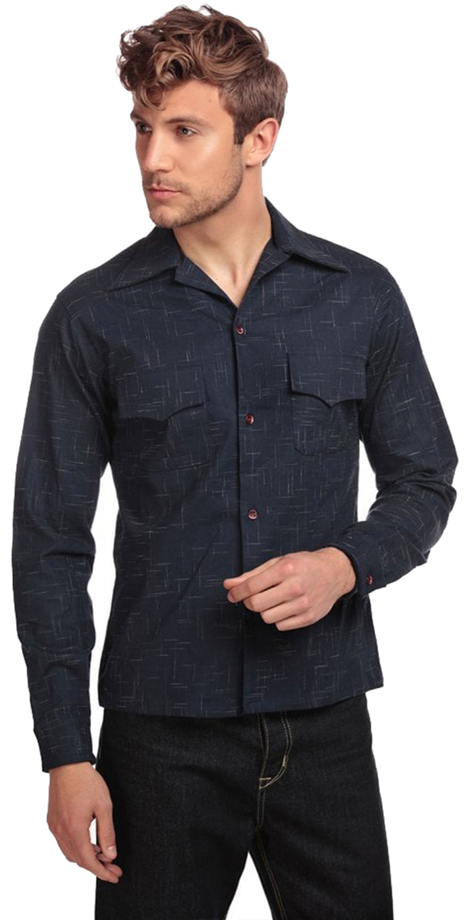 Collectif_ADAM_Vintage_CROSSHATCH_50s_Langarm_Shirt_HEMD_Blau_killer_kirsche