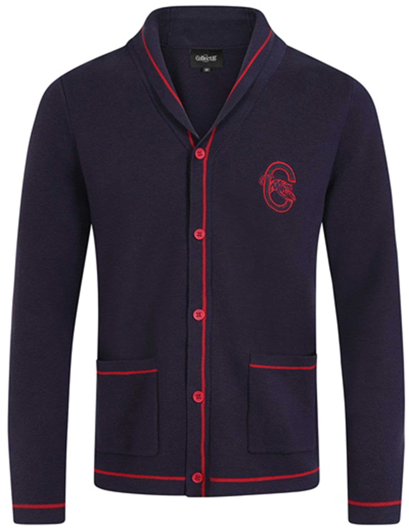Collectif_ADRIAN_Vintage_PLAIN_V-NECK_Langarm_Retro_Strickjacke_CARDIGAN_Blau_killer_kirsche_0