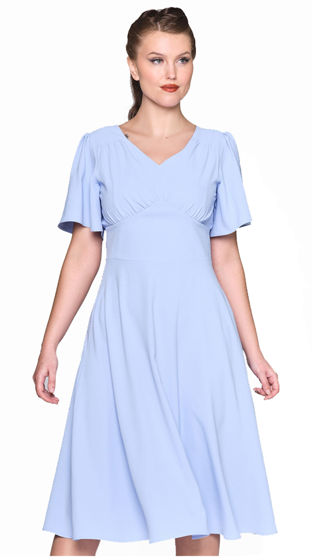 Collectif_ALEX_40s_TEA_DRESS_Vintage_Flattering_Kurzarm_Swing_KLEID_-_Himmelblau-1