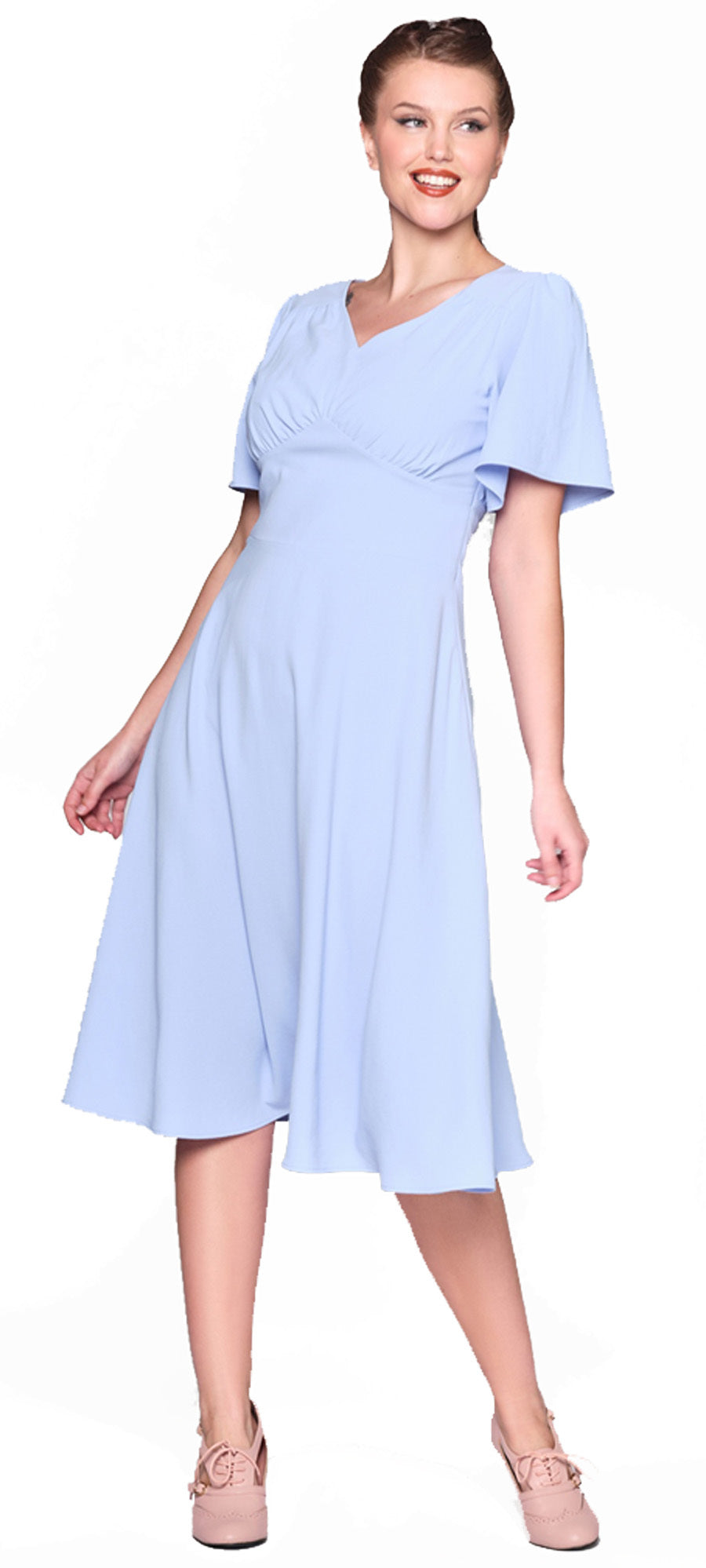 Collectif_ALEX_40s_TEA_DRESS_Vintage_Flattering_Kurzarm_Swing_KLEID_-_Himmelblau-6