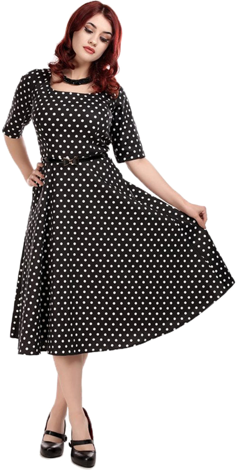 Collectif_AMBER_50s_Punkte_POLKA_DOT_Rundhals_Halbarm_SWING_DRESS_Kleid_killer_kirscheZ8CfJ9Eh2mSBn