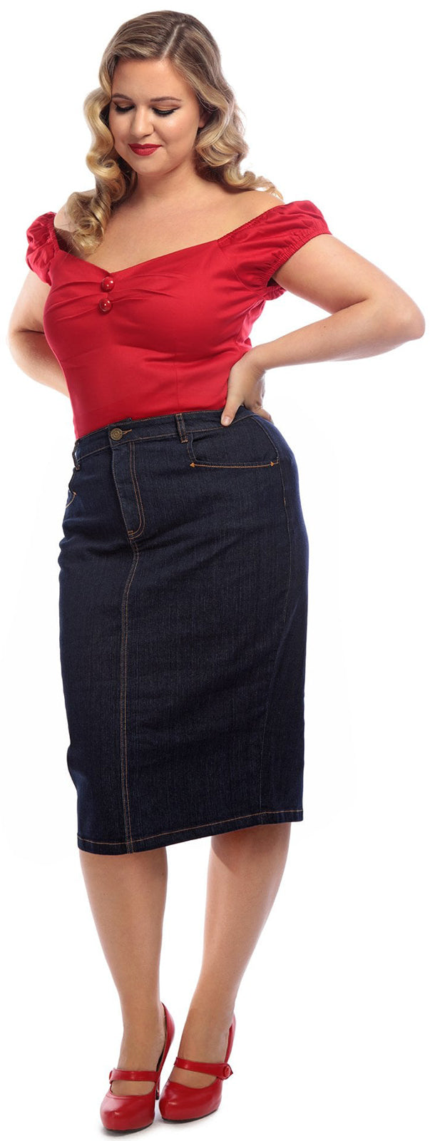 Collectif_ANGELA_50s_WESTERN_STYLE_Denim_Jeans_PENCIL_SKIRT_Retro_Bleistiftrock_killer_kirsche_2