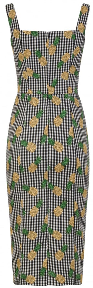 Collectif_ANNITA_Tropical_PINEAPPLE_GINGHAM_Vintage_PENCIL_Dress_KLEID-3
