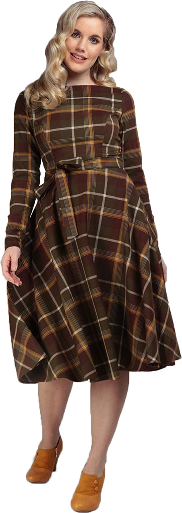 Collectif_ARWEN_Vintage_MOSSHILL_CHECK_Karo_50s_Langarm_SWING_DRESS_Kleid_killer_kirsche