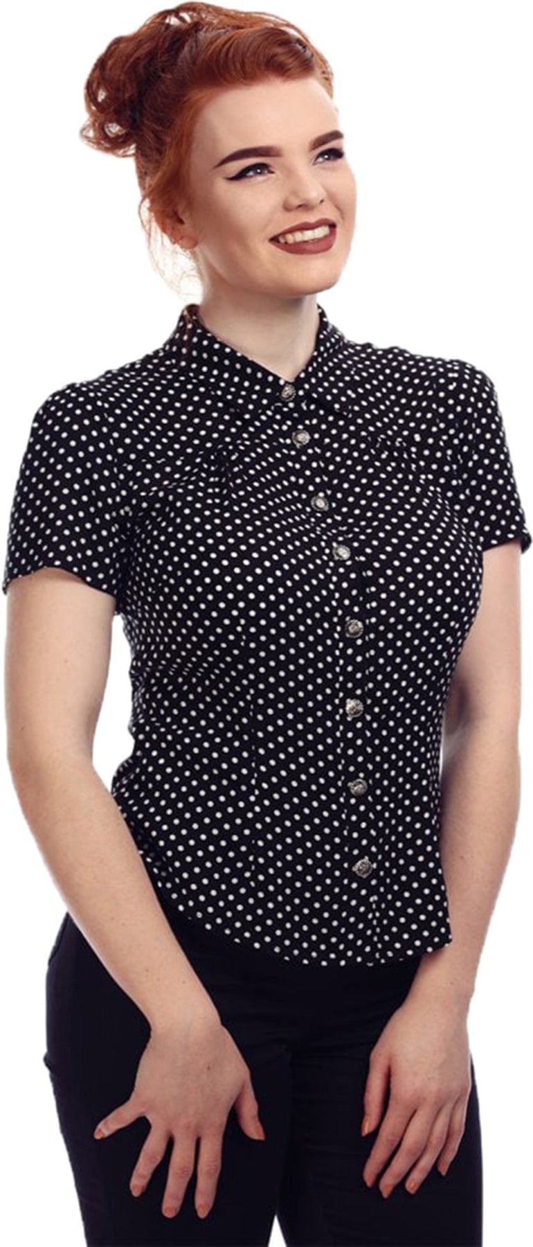 Collectif_AVERY_Vintage_POLKA_DOT_Punkte_40s_Kurzarm_BLOUSE_Bluse_Schwarz_killer_kirscheF4svLziea4AFJ