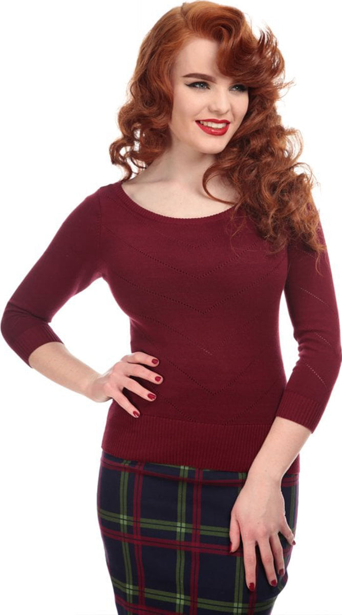 Collectif_BARDOT_Vintage_LOCHMUSTER_Boat_Neck_JUMPER_Knit_SHIRT_Rot-1
