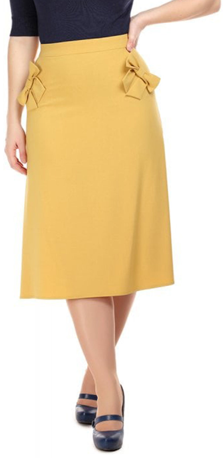 Collectif_BEAU_Vintage_SCHLEIFEN_Bow_A-Linie_SWING_SKIRT_Rock_Senfgelb_killer_kirschej5CT3hDviia7S