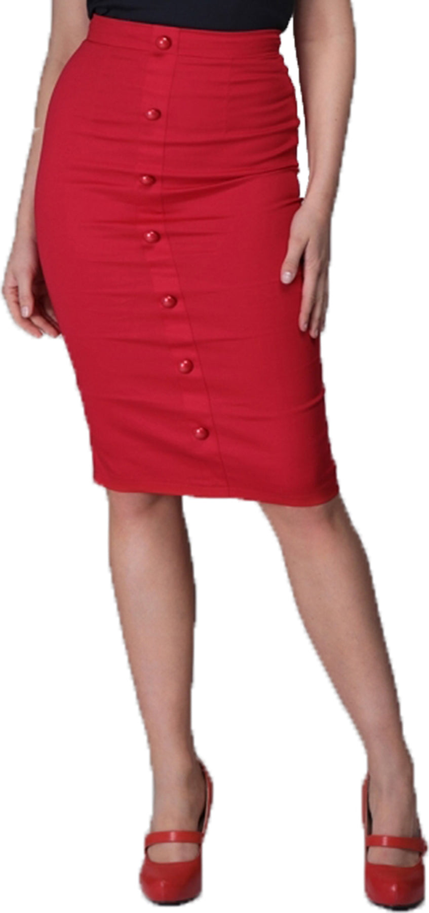Collectif_BETTINA_Plain_50s_BUTTONS_High_Waist_PENCIL_SKIRT_Retro_Bleistiftrock_Rot-1jLfQAOxc5r5gx