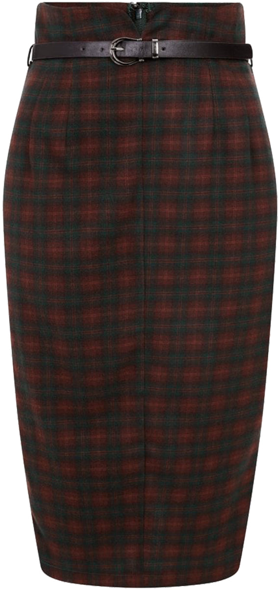 Collectif_CARON_Woodland_Pine_TARTAN_Karo_Pencil_Skirt_BLEISTIFROCK-2