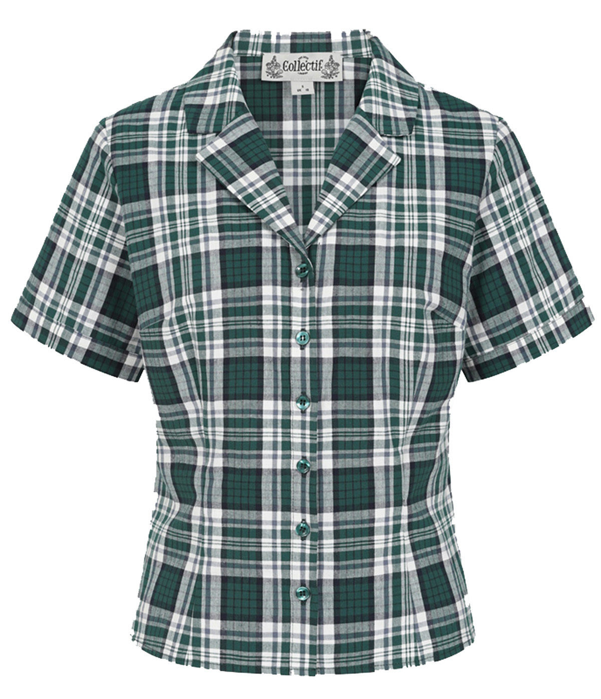 Collectif_CATERINA_EMERALD_Vintage_Check_50s_Karo_BLOUSE__Bluse_-_Gruen-1