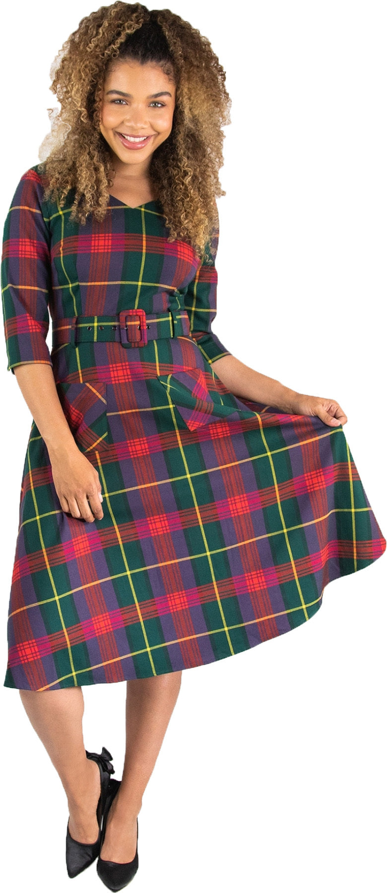 Collectif_CERERE_ETUDE_CHECK_V-Neck_KARO_Vintage_A-LINIE_DRESS_Swing_Kleid_Killer_Kirsche-12RjHvOfS6299g