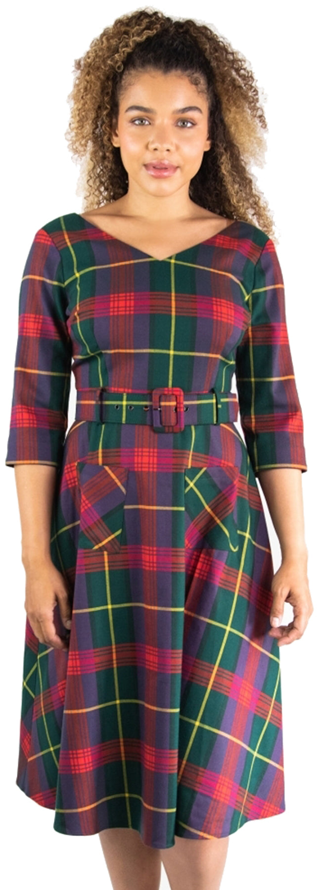 Collectif_CERERE_ETUDE_CHECK_V-Neck_KARO_Vintage_A-LINIE_DRESS_Swing_Kleid_killer_kirsche_3