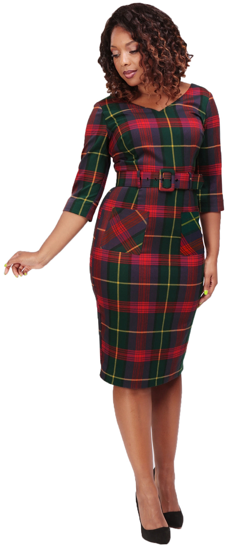 Collectif_CERERE_ETUDE_CHECK_V-Neck_TARTAN_Karo_50s_PENCIL_DRESS_Bleistiftkleid_Killer_Kirsche-1ksjRQCjbMqT0O