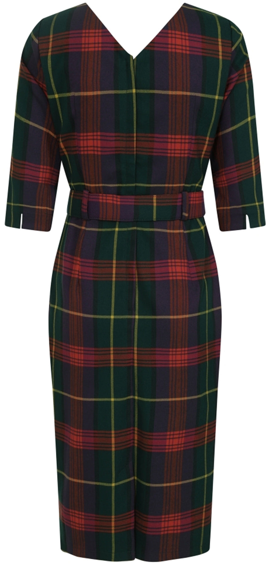 Collectif_CERERE_ETUDE_CHECK_V-Neck_TARTAN_Karo_50s_PENCIL_DRESS_Bleistiftkleid_killer_kirsche_3